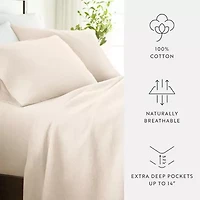 Jersey Knit Sheets - 100% Cotton Ultra Soft 4 Piece Sheet Set Four Way Stretch