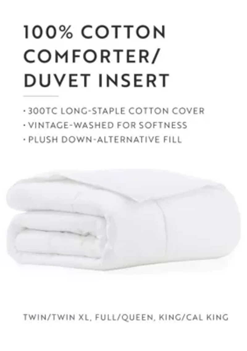 100% Cotton Ultra Soft Down-Alternative White Comforter/Duvet Insert