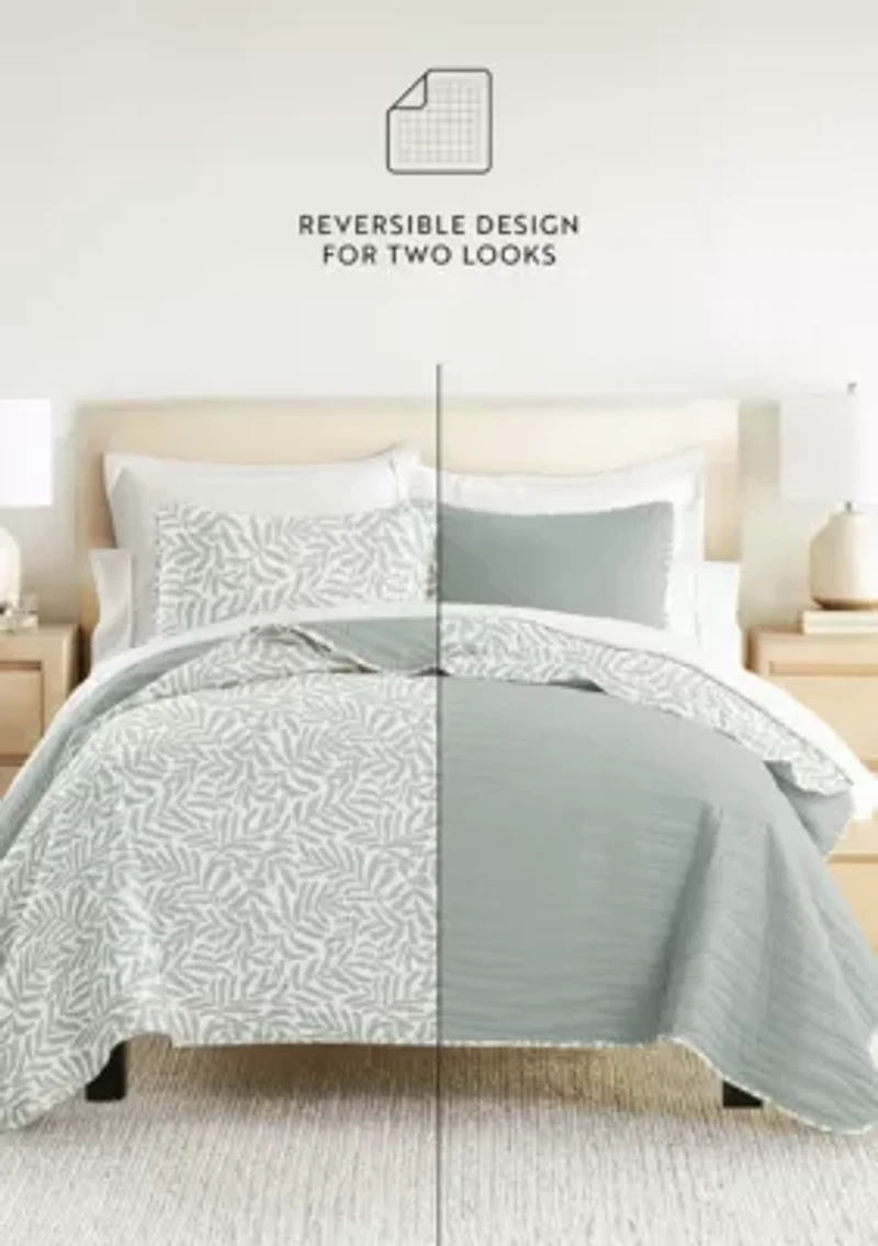 Quilt Coverlet Set All Season Patterned Reversible Microfiber Ultra Soft Bedding
