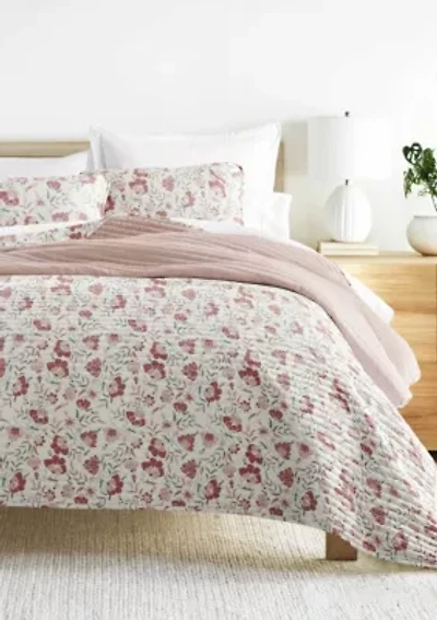 Ultra Soft Microfiber Reversible French Jacobean All Season Quilt Set with Shams