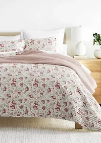 Ultra Soft Microfiber Reversible French Jacobean All Season Quilt Set with Shams