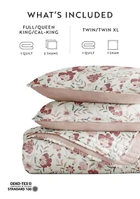 Ultra Soft Microfiber Reversible French Jacobean All Season Quilt Set with Shams