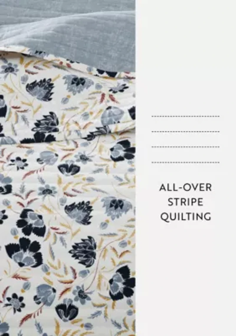 Ultra Soft Microfiber Reversible French Jacobean All Season Quilt Set with Shams