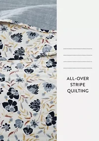 Ultra Soft Microfiber Reversible French Jacobean All Season Quilt Set with Shams