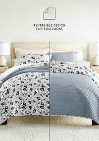 Ultra Soft Microfiber Reversible French Jacobean All Season Quilt Set with Shams