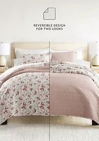 Ultra Soft Microfiber Reversible French Jacobean All Season Quilt Set with Shams