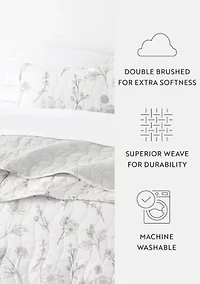 Ultra Soft Microfiber Reversible Blooming Daisy All Season Quilt Set with Shams