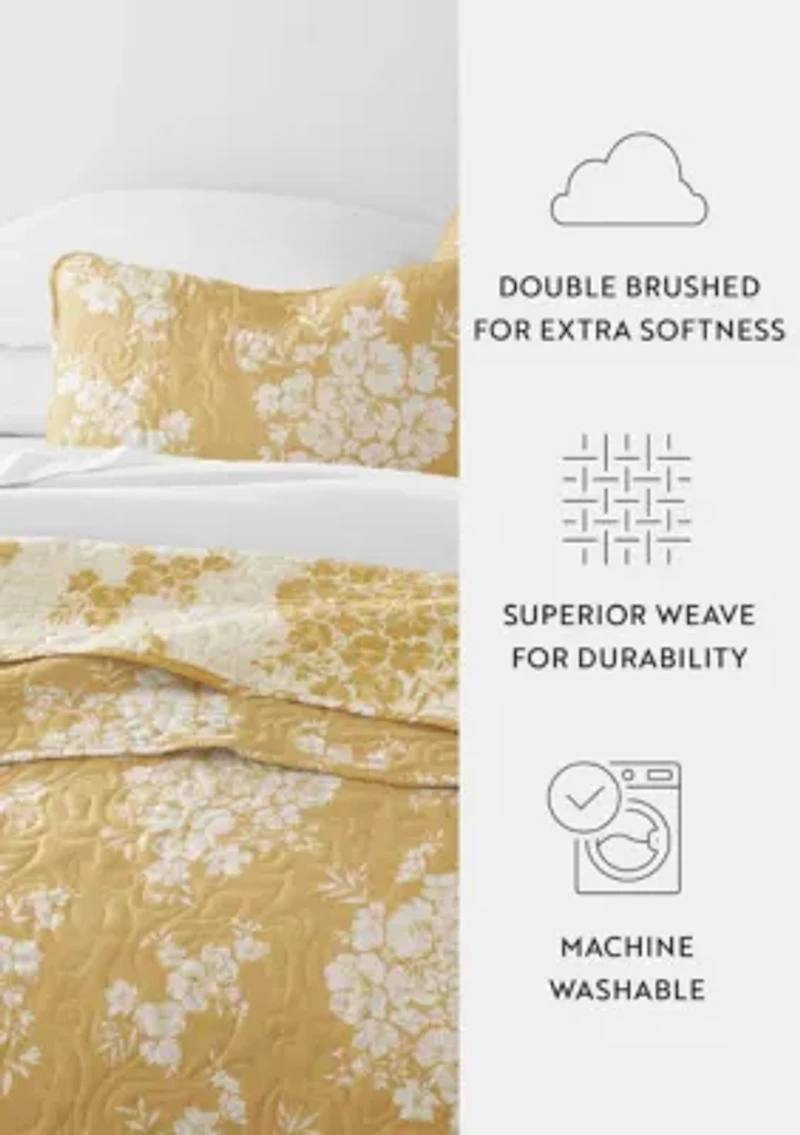 Quilt Coverlet Set All Season Patterned Reversible Microfiber Ultra Soft Bedding