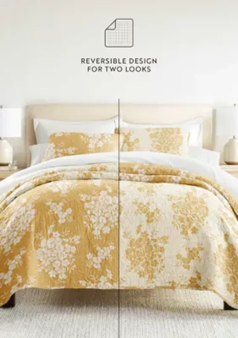 Quilt Coverlet Set All Season Patterned Reversible Microfiber Ultra Soft Bedding