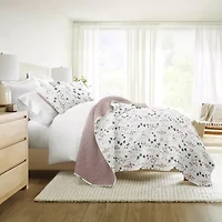 Ultra Soft Microfiber Reversible Poppy Bloom All Season Quilt Set with Shams