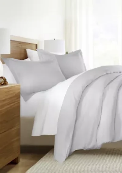 3 Piece Brushed Cotton Duvet Cover Set  - Vintage Washed for Extra Softness 100% Long Staple Sateen Weave