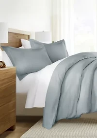 3 Piece Brushed Cotton Duvet Cover Set  - Vintage Washed for Extra Softness 100% Long Staple Sateen Weave