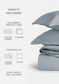 3 Piece Brushed Cotton Duvet Cover Set  - Vintage Washed for Extra Softness 100% Long Staple Sateen Weave