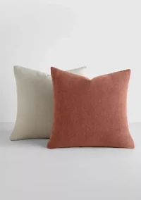 2-Pack Cotton Stonewash Solid Décor Throw Pillows
