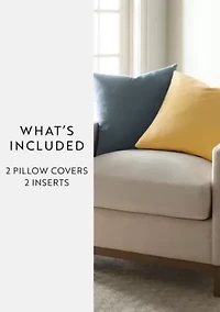 2-Pack Cotton Stonewash Solid Décor Throw Pillows