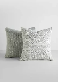 2-Pack Seed Stitch Knit Throw Pillows Folk Leaves