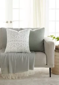 2-Pack Seed Stitch Knit Throw Pillows Folk Leaves