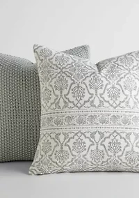 2-Pack Seed Stitch Knit Throw Pillows Folk Leaves