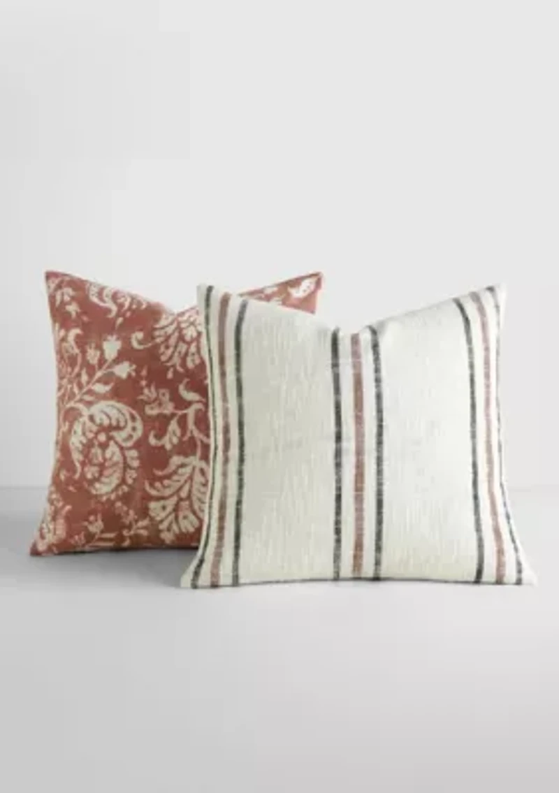 2-Pack Yarn-Dyed Stonewash Décor Throw Pillows