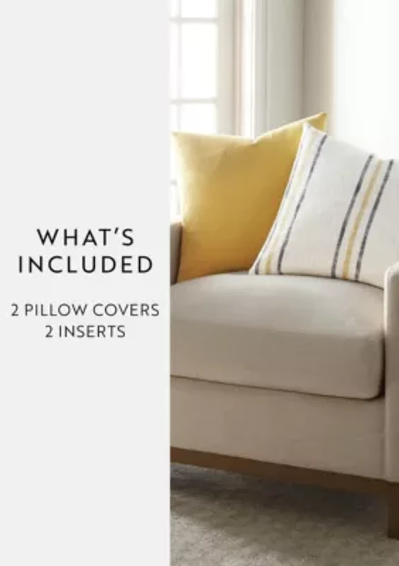 2-Pack Yarn-Dyed Stonewash Décor Throw Pillows