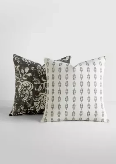 2-Pack Cotton Stonewash Slub Décor Throw Pillows