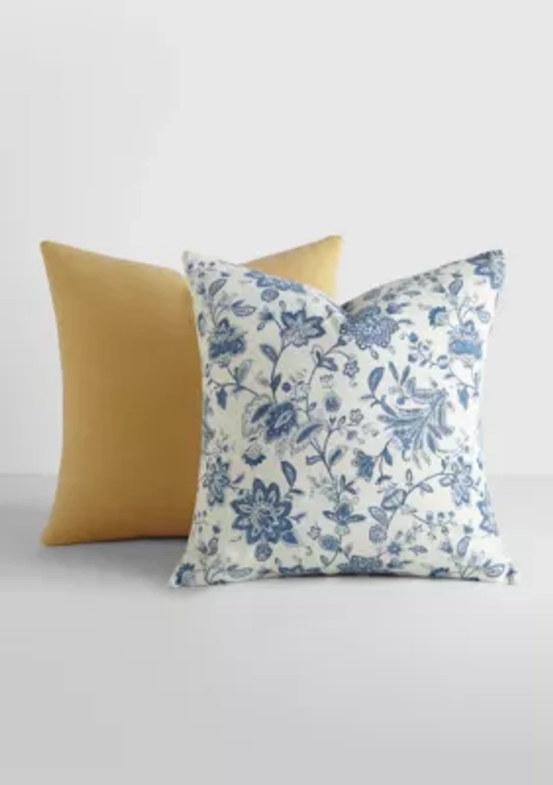 2-Pack Cotton Stonewash Slub Décor Throw Pillows