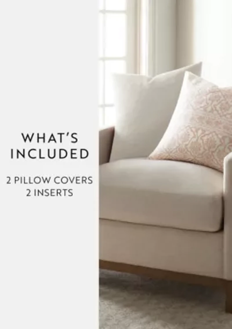 2-Pack Cotton Stonewash Slub Décor Throw Pillows