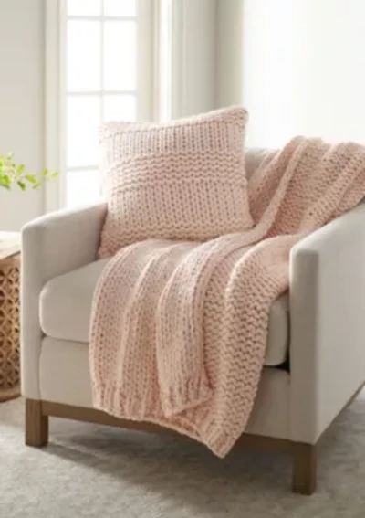 Chunky Knit Throw Blanket & Décor Pillow Bundle