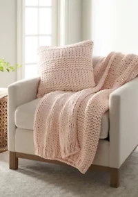 Chunky Knit Throw Blanket & Décor Pillow Bundle