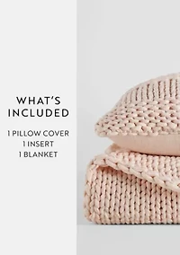 Chunky Knit Throw Blanket & Décor Pillow Bundle