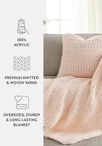 Chunky Knit Throw Blanket & Décor Pillow Bundle