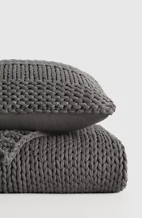 Chunky Knit Throw Blanket & Décor Pillow Bundle