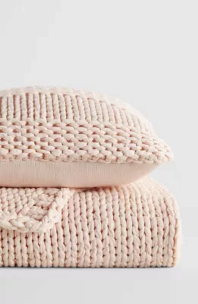 Chunky Knit Throw Blanket & Décor Pillow Bundle