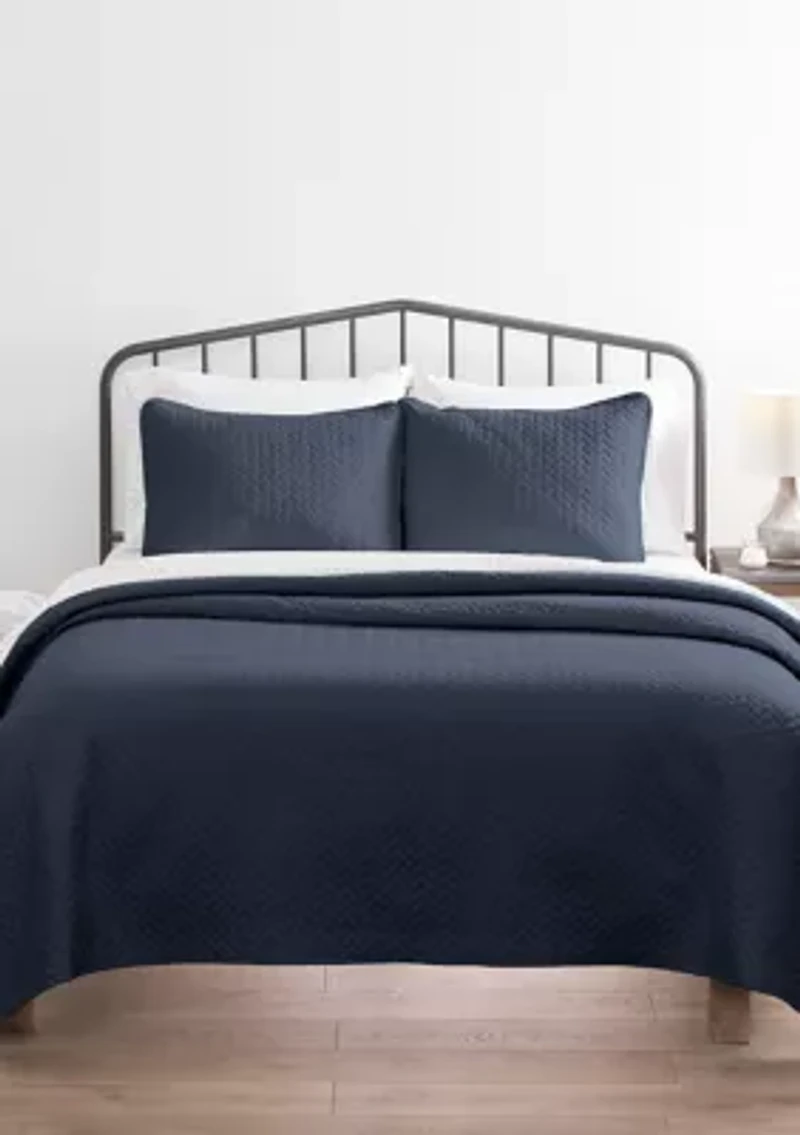 Premium Ultra Soft Herring Pattern Quilted Coverlet Set