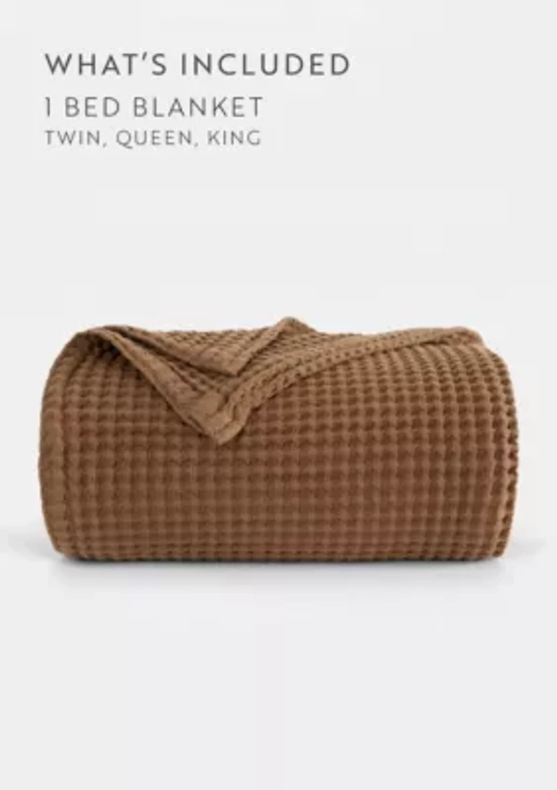 100% Cotton Soft Waffle Textured Bed Blanket