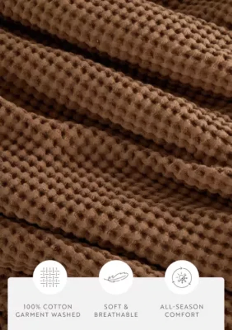 100% Cotton Soft Waffle Textured Bed Blanket