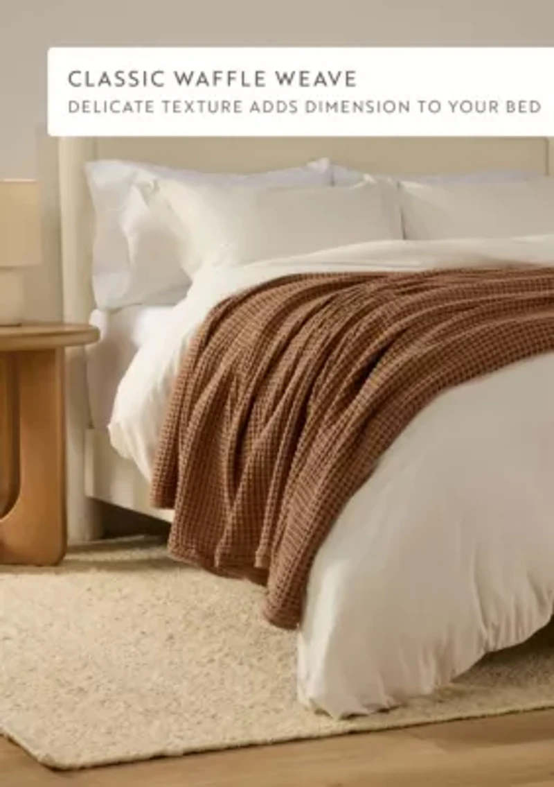 100% Cotton Soft Waffle Textured Bed Blanket