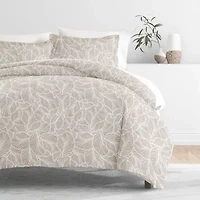 Duvet Cover Set Patterned Microfiber Ultra Soft Bedding Linear Leaves