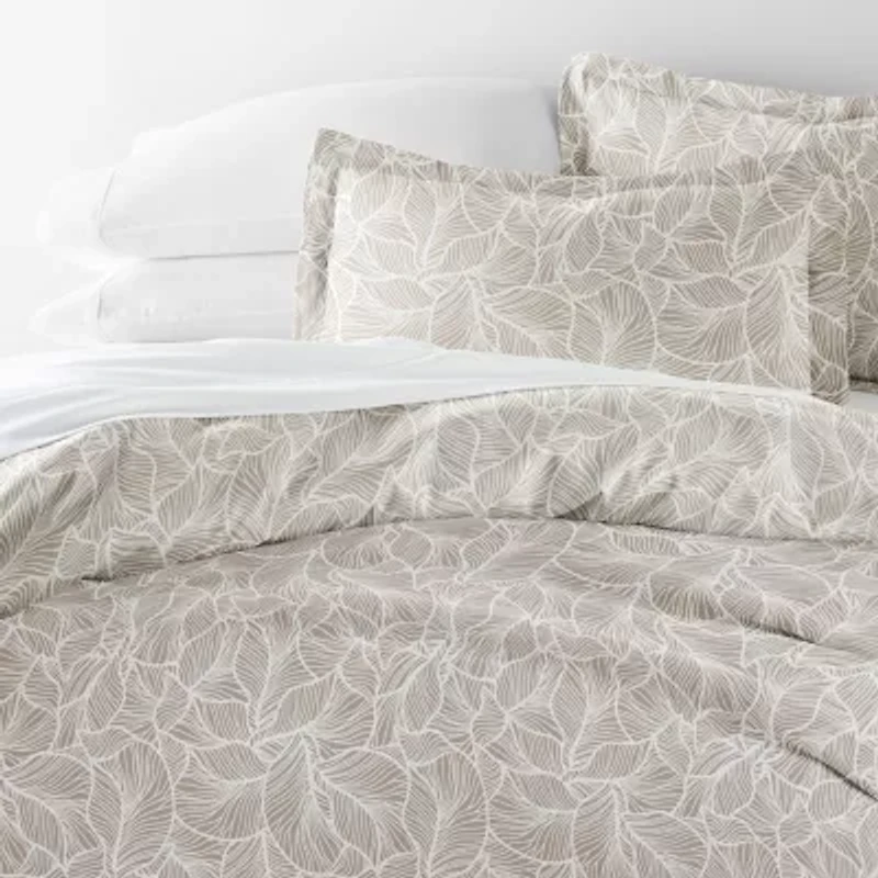 Duvet Cover Set Patterned Microfiber Ultra Soft Bedding Linear Leaves