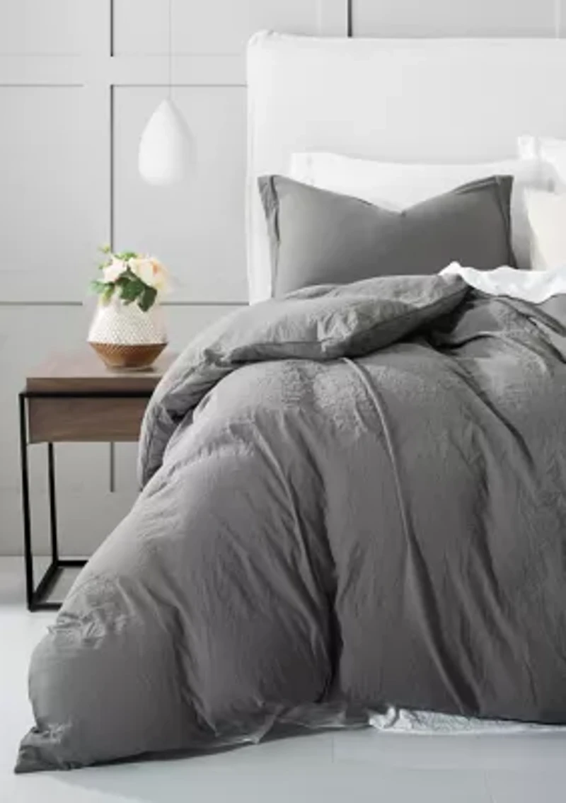 Washed Crinkled Duvet Cover Set