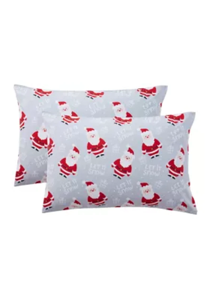 Let it Snow Santa Claus Christmas Holiday Pilliowcase Set of 2