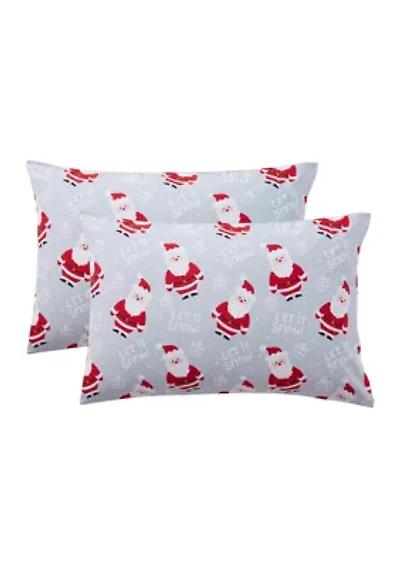 Let it Snow Santa Claus Christmas Holiday Pilliowcase Set of 2