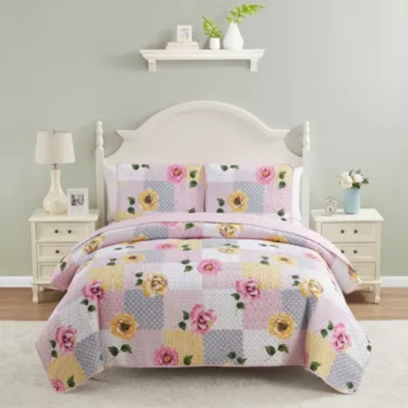 Floral Patchwork Printed Quilt Set