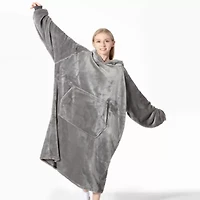 Wearable Blanket Oversized Soft Microplush - Hood, Sleeves, Pouch Pocket
