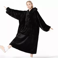Wearable Blanket Oversized Soft Microplush - Hood, Sleeves, Pouch Pocket