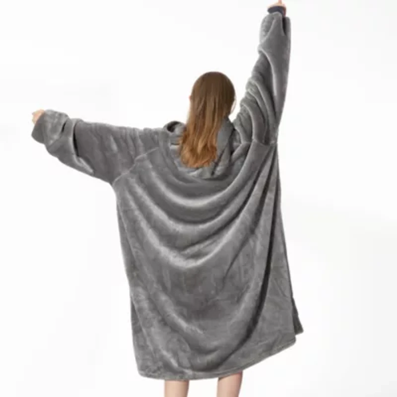 Wearable Blanket Oversized Soft Microplush - Hood, Sleeves, Pouch Pocket