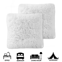 Plush Long Faux Fur 18" x Throw Pillows 2 Pack
