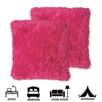 Plush Long Faux Fur 18" x Throw Pillows 2 Pack