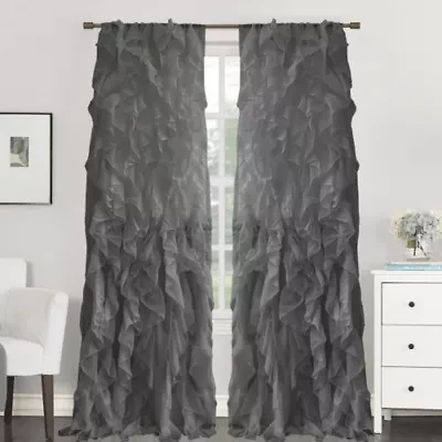 Chic Sheer Voile Vertical Ruffled Tier Window Single Panel Curtain