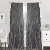 Chic Sheer Voile Vertical Ruffled Tier Window Single Panel Curtain